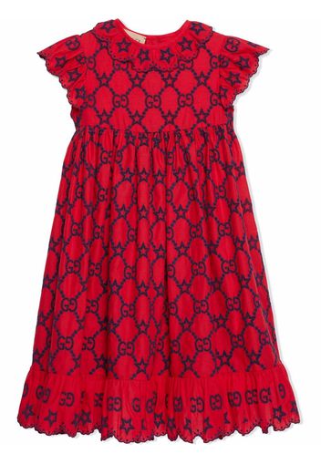 Gucci Kids Abito con ricamo - Rosso