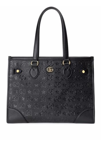 Gucci Borsa tote media con logo GG goffrato - Nero