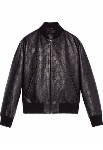 Gucci GG-debossed leather jacket - Nero
