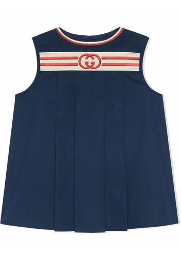 Gucci Kids Abito smanicato con ricamo GG - Blu