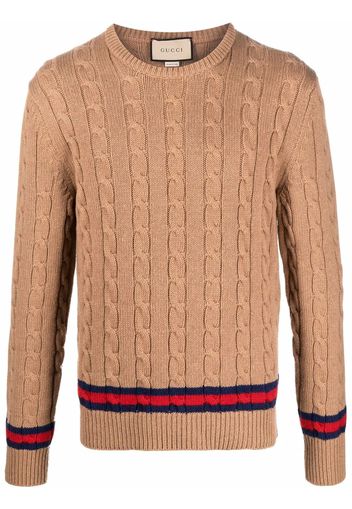 Gucci long-sleeve cable-knit jumper - Marrone