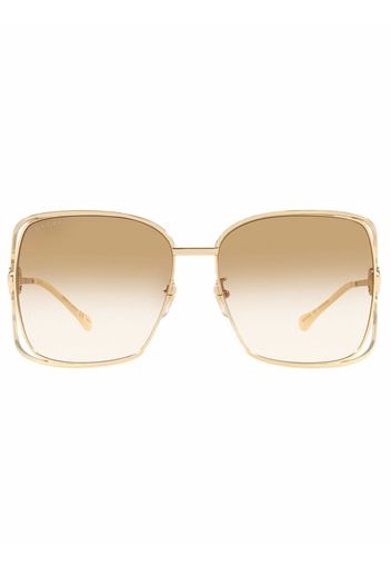 Gucci Eyewear Occhiali da sole oversize con morsetto - Oro