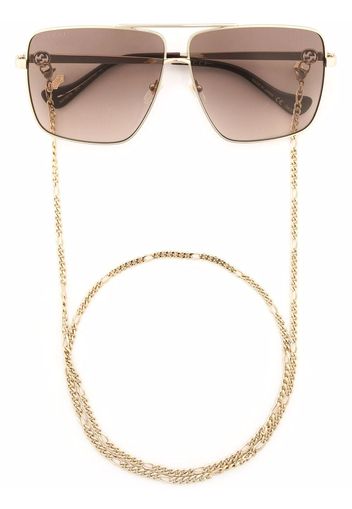 Gucci Eyewear Occhiali da sole squadrati oversize - Oro