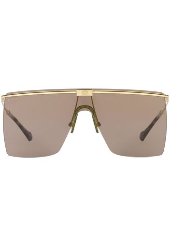 Gucci Eyewear engraved-logo oversize-frame sunglasses - 2300I1 Gold