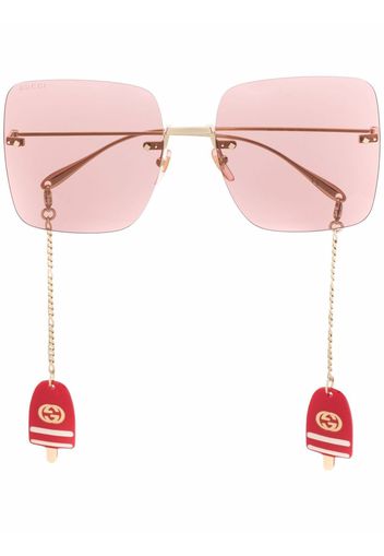 Gucci Eyewear logo-charm square-frame sunglasses - Oro