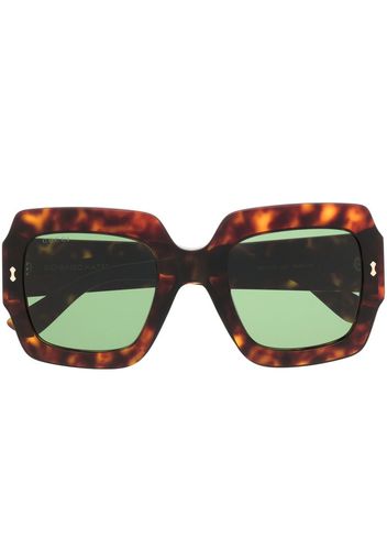 Gucci Eyewear Occhiali da sole oversize con effetto tartarugato - Marrone