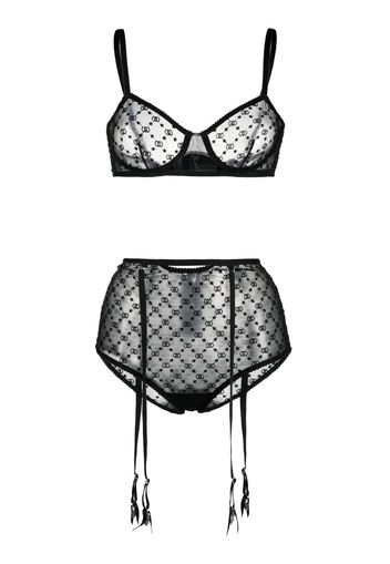 Gucci Set lingerie GG con ricamo - Nero