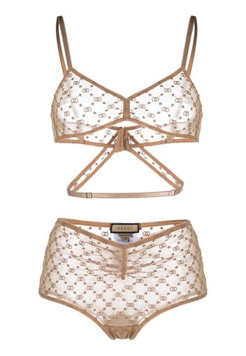 Gucci GG star tulle lingerie set - Toni neutri