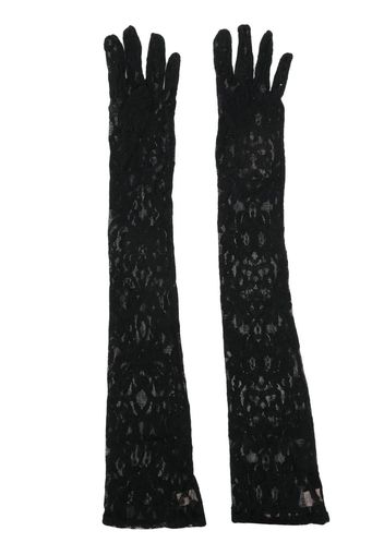 Gucci floral-lace long gloves - Nero