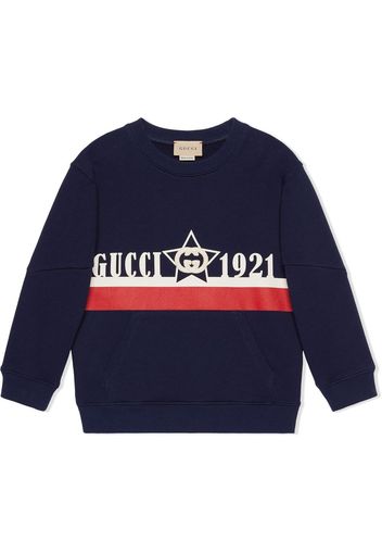 Gucci Kids logo-print cotton sweatshirt - Blu