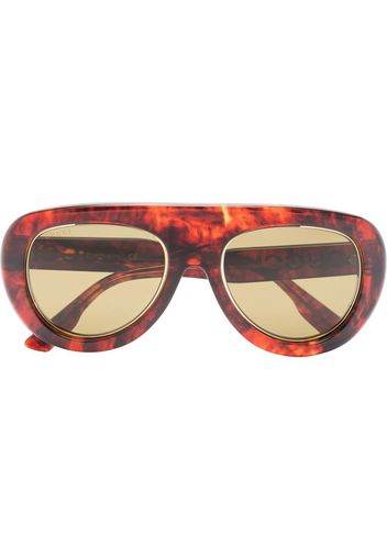 Gucci Eyewear Occhiali da sole stile pilota con effetto tartarugato - Marrone