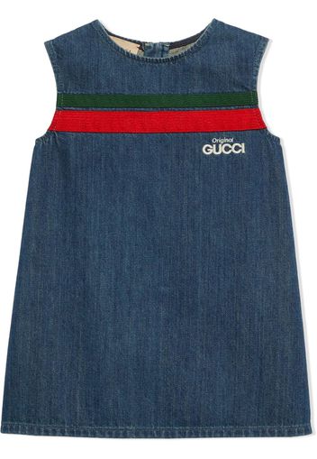 Gucci Kids Original Gucci Web denim dress - Blu