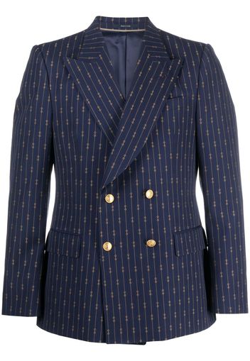 Gucci Horsebit-print double-breasted wool blazer - Blu