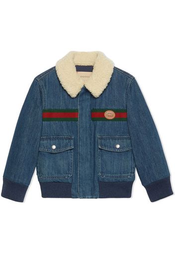 Gucci Kids bomber jacket with Web - Blu