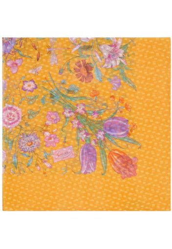 Gucci Flora print silk scarf - Giallo