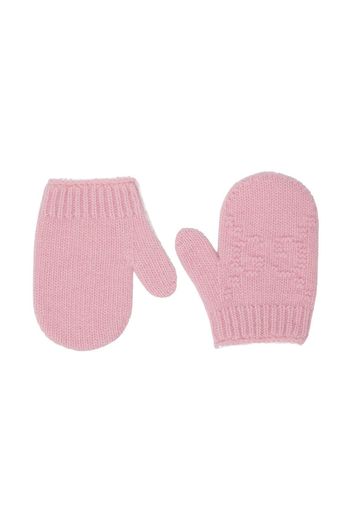 GUCCI KIDS logo-texture knit gloves - Rosa