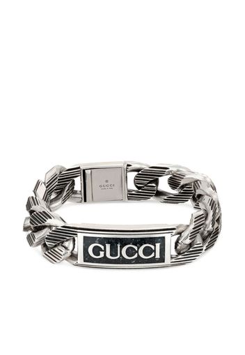 Gucci Bracciale a catena con placca logo - Argento