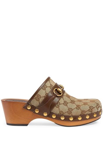 Gucci GG Supreme horsebit clogs - Marrone