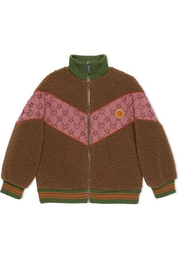 GUCCI KIDS jacquard panelled bomber jacket - Marrone