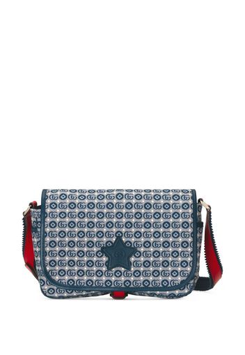 GUCCI KIDS star-patch logo-print messenger bag - Blu