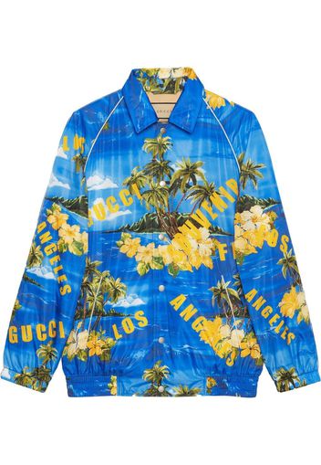 GUCCI tropical-print jacket - Blu