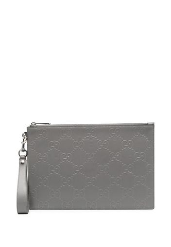 Gucci GG monogram-embossed clutch - Grigio