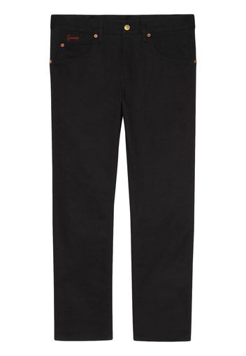 Gucci Pantaloni dritti con ricamo - Nero