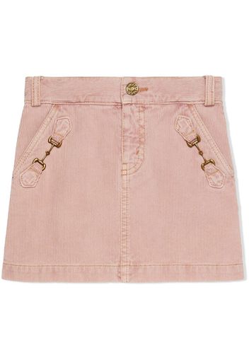 Gucci Kids horsebit corduroy mini skirt - Rosa