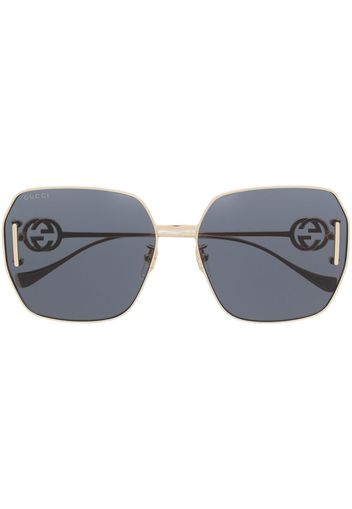 Gucci Eyewear Occhiali da sole oversize con placca logo - Oro