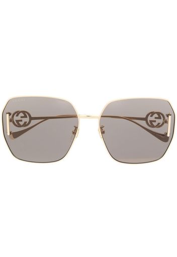 Gucci Eyewear Occhiali da sole oversize con placca logo - Oro