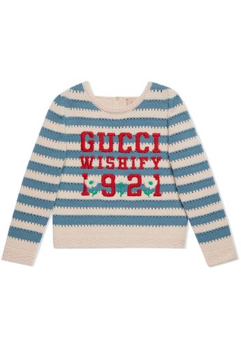 Gucci Kids Maglione con ricamo - Bianco