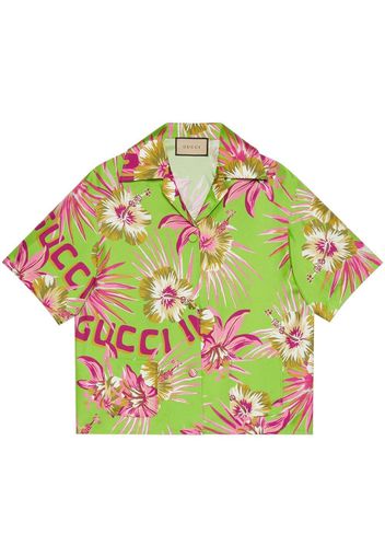 Gucci floral-print silk short-sleeved shirt - Verde