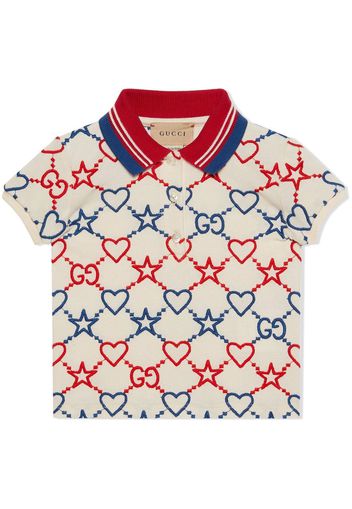 Gucci Kids GG GG hearts and stars polo shirt - Toni neutri