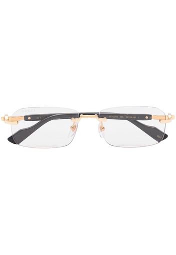 Gucci Eyewear logo-plaque rectangle-frame glasses - Oro