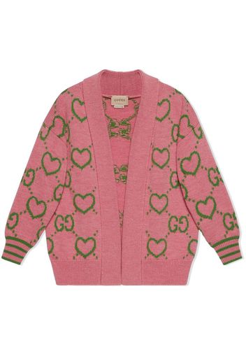 Gucci Kids all-over heart GG-print cardigan - Rosa