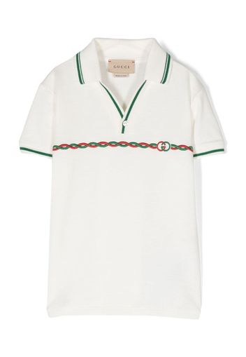 Gucci Kids logo embroidery polo shirt - Toni neutri