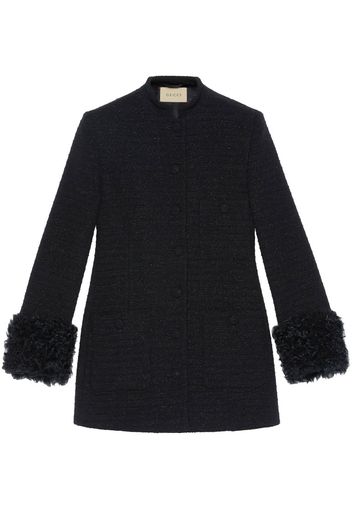 Gucci contrasting-cuffs bouclé fitted jacket - Nero