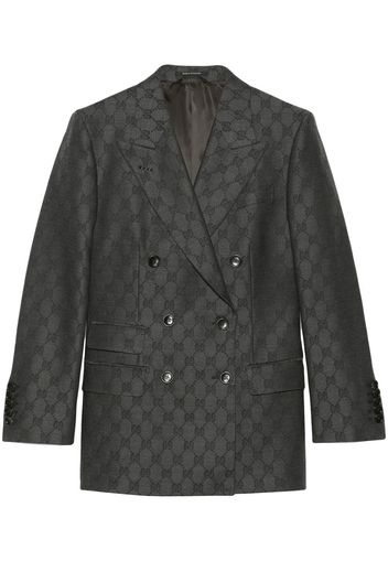 Gucci Blazer GG doppiopetto con effetto jacquard - Grigio