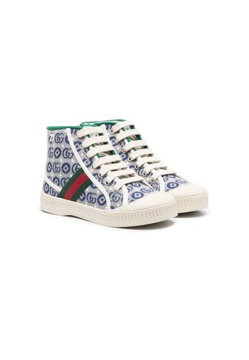 Gucci Kids GG logo hi-top sneakers - Blu