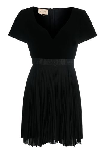 Gucci logo pleated mini dress - Nero