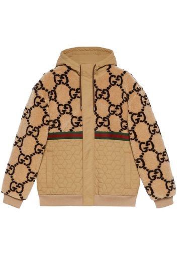 Gucci GG pattern-jacquard faux-fur hoodie - Toni neutri