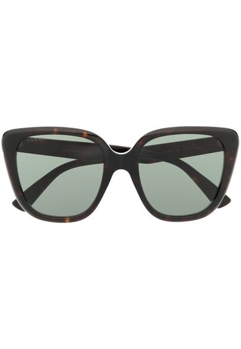 Gucci Eyewear Occhiali da sole squadrati con effetto tartarugato - Marrone