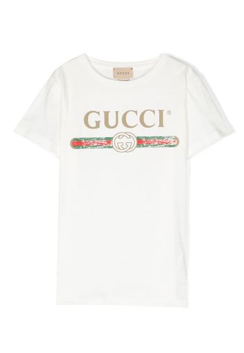 Gucci Kids logo-print short-sleeved T-shirt - Bianco