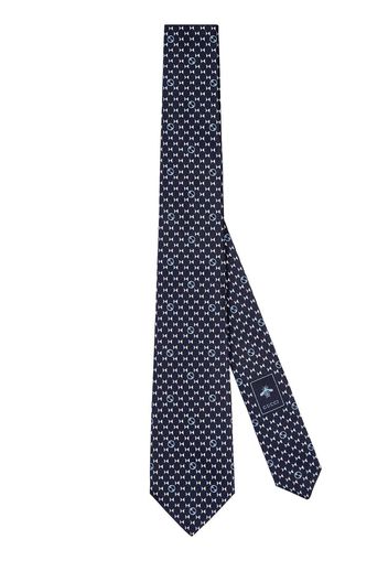 Gucci monogram-print silk tie - Blu