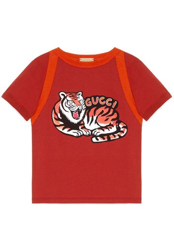 Gucci Kids tiger-print cotton T-shirt - Rosso