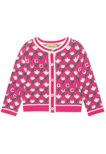 Gucci Kids Cardigan a fiori jacquard - Rosa