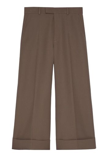 Gucci cropped wool gabardine trousers - Marrone