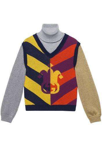 Gucci colour-block striped-jacquard jumper - Blu