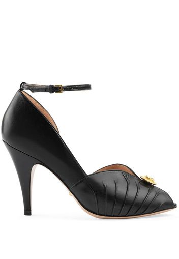 Gucci logo-plaque 95mm leather sandals - Nero