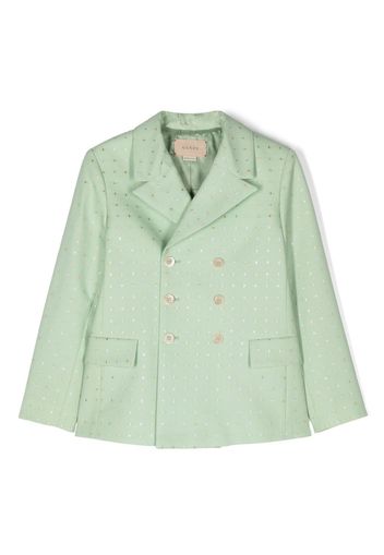 Gucci Kids logo-lettering double-breasted blazer - Verde